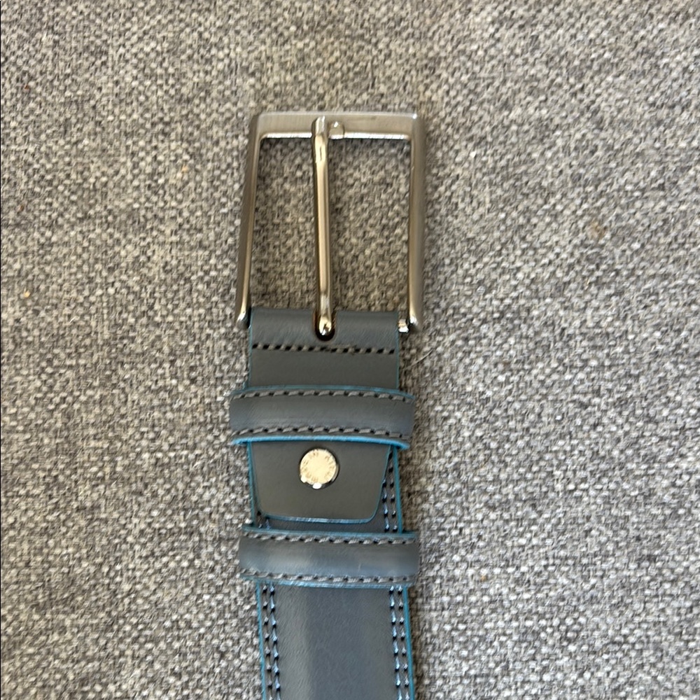 Elegant Blue Leather Belt